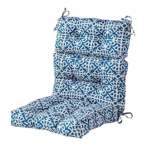 22 in. W x 44 in. H Outdoor High Back Dining Chair Cushion in Indigo Lattice
