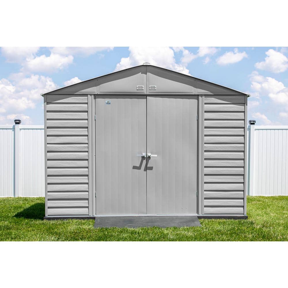 10' x 8' Flute Grey Galvanized Steel Storage Shed
