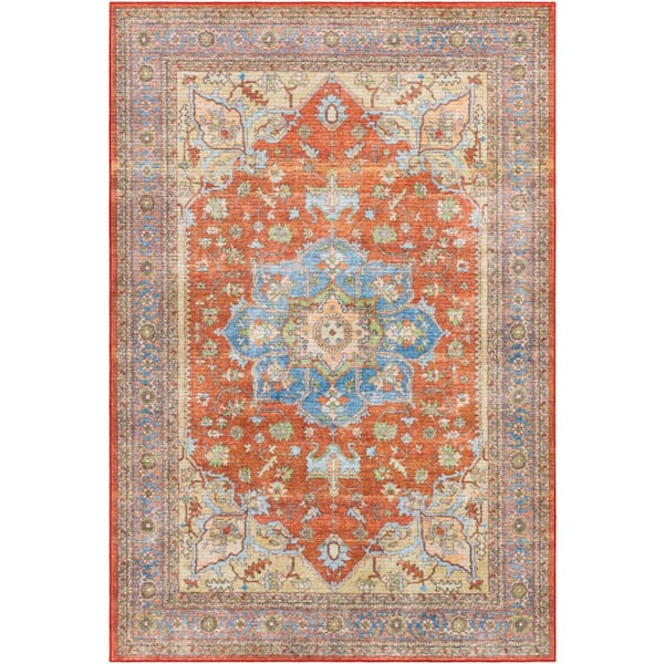 Livabliss Marcellus Burnt Orange 5 ft. x 7 ft. Indoor Machine-Washable Area Rug