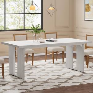 BYBLIGHT Roesler 79 in. White Rectangular Engineered Wood Metal 4 Legs ...