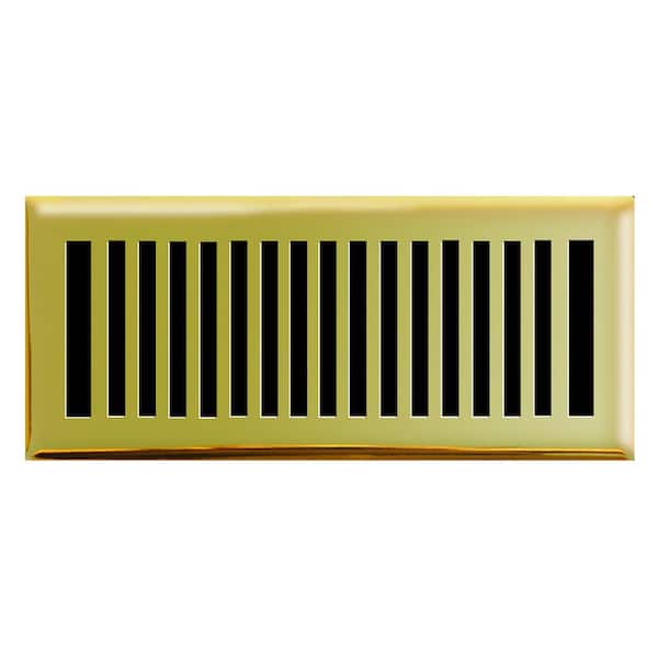 Hampton Bay 4 in. x 12 in. New York Modern Floor Register in Polished Brass