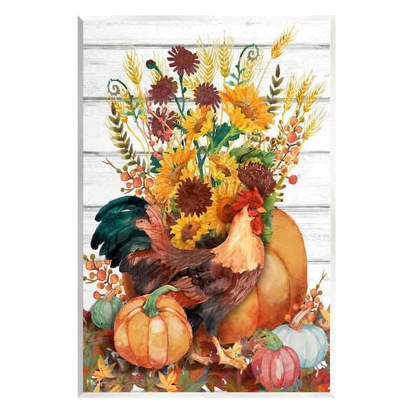 Stupell Industries Rustic Sunflowers and Hen by Paul Brent 1-Piece Unframed Graphic Print Animal Poster Art Print 15 in. x 10 in.