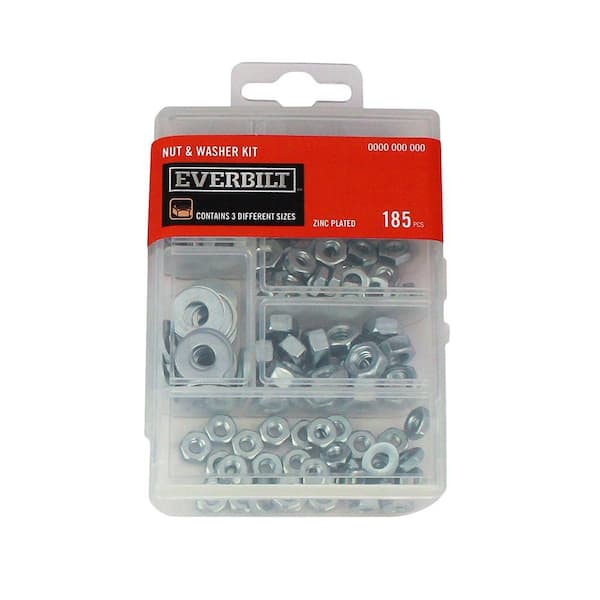 185-Piece Zinc-Plated Nuts and Washer Kit