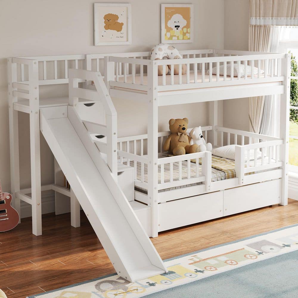White Pine Twin over Twin Bunk Bed with Storage Staircase price history on PriceWatchPro