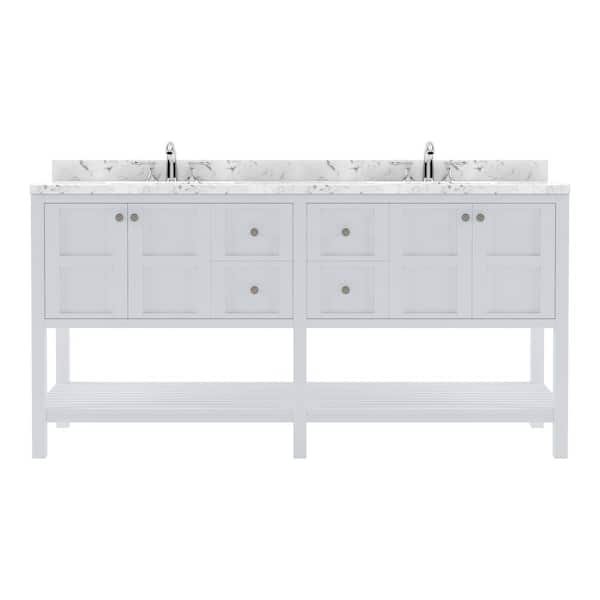 Virtu USA Winterfell 72 in. W x 22 in. D x 37 in. H Double Sink Bath Vanity in White with Quartz Top