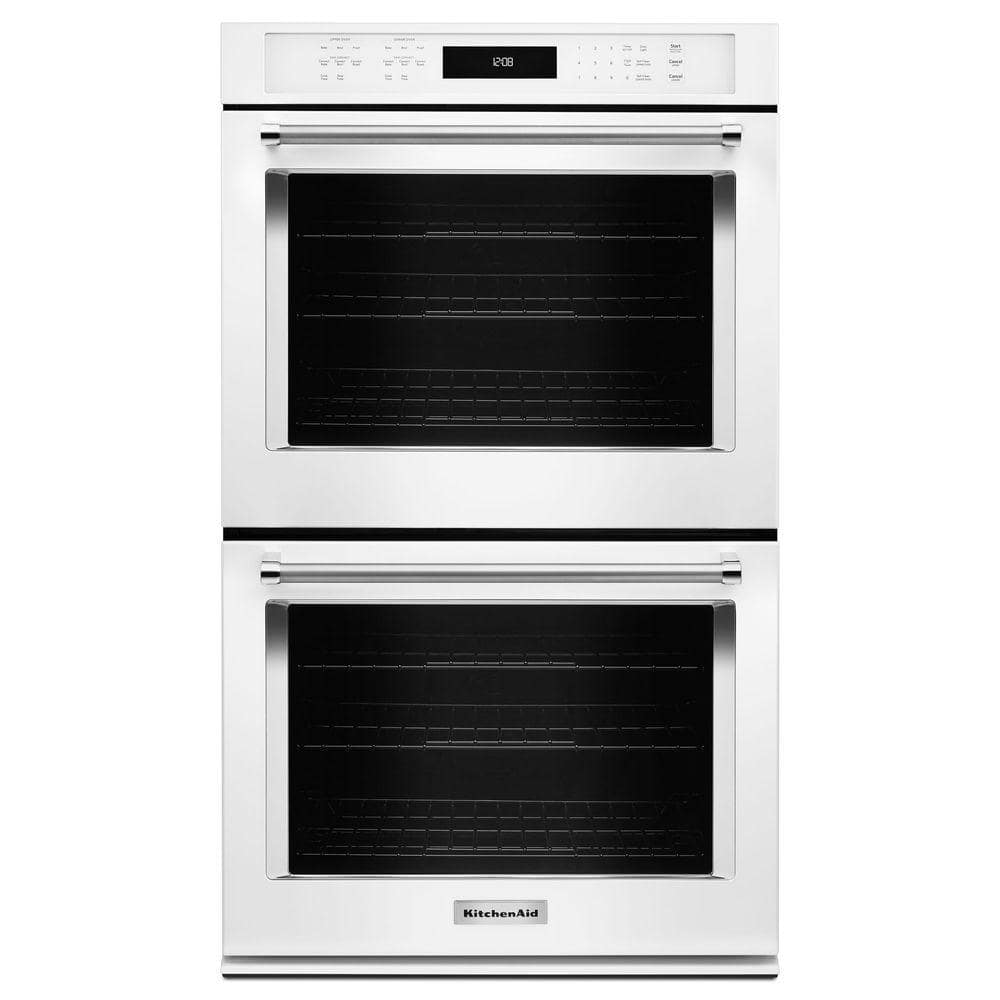 KitchenAid 30 in. Double Electric Wall Oven Self-Cleaning with Convection in White