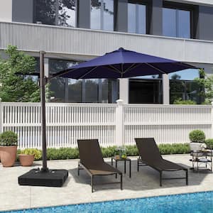 10 ft. x 10 ft. Round Heavy-Duty 360-Degree Rotation Cantilever Patio Umbrella in Navy Blue with 220 lbs. Umbrella base