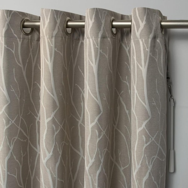 EXCLUSIVE HOME Forest Hill Patio Natural Nature Woven Room Darkening Grommet  Top Curtain, 108 in. W x 84 in. L EH8309-03 1-84G - The Home Depot