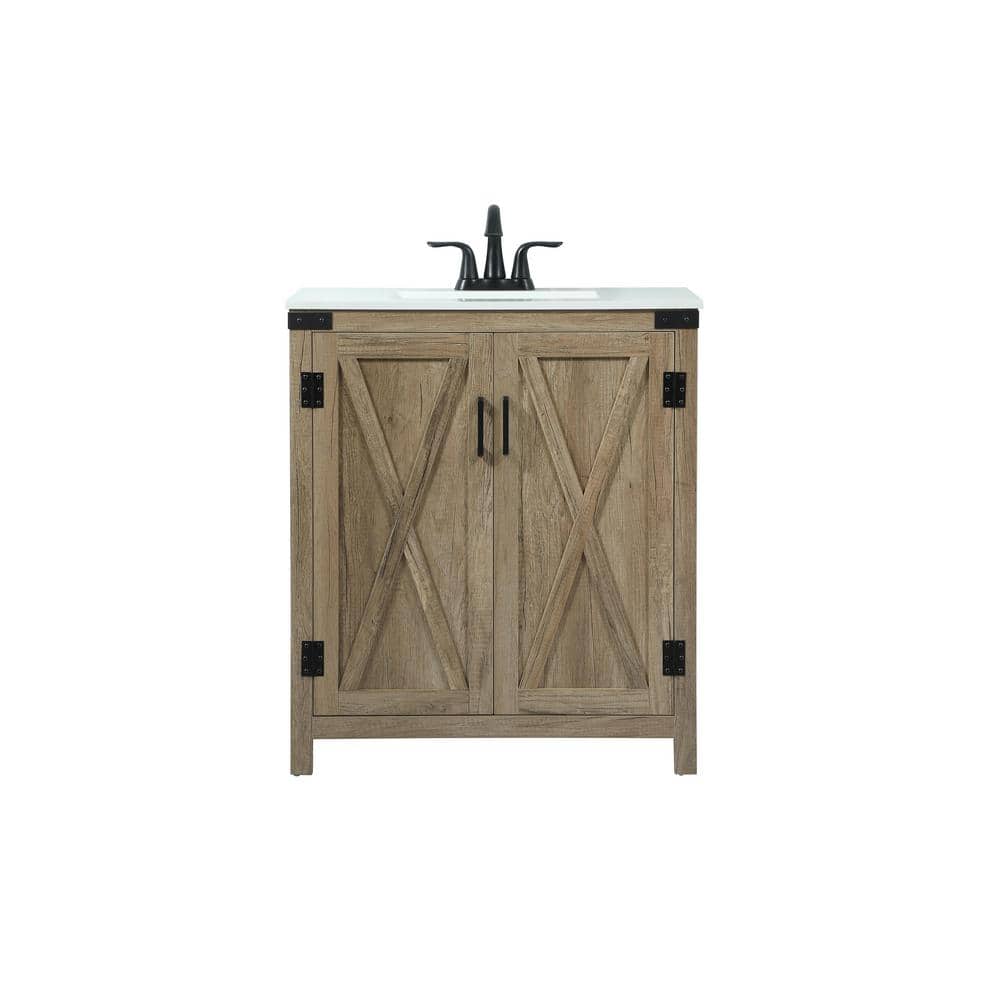 Simply Living 30 in. W x 19 in. D x 34 in. H Bath Vanity in Natural Oak wit