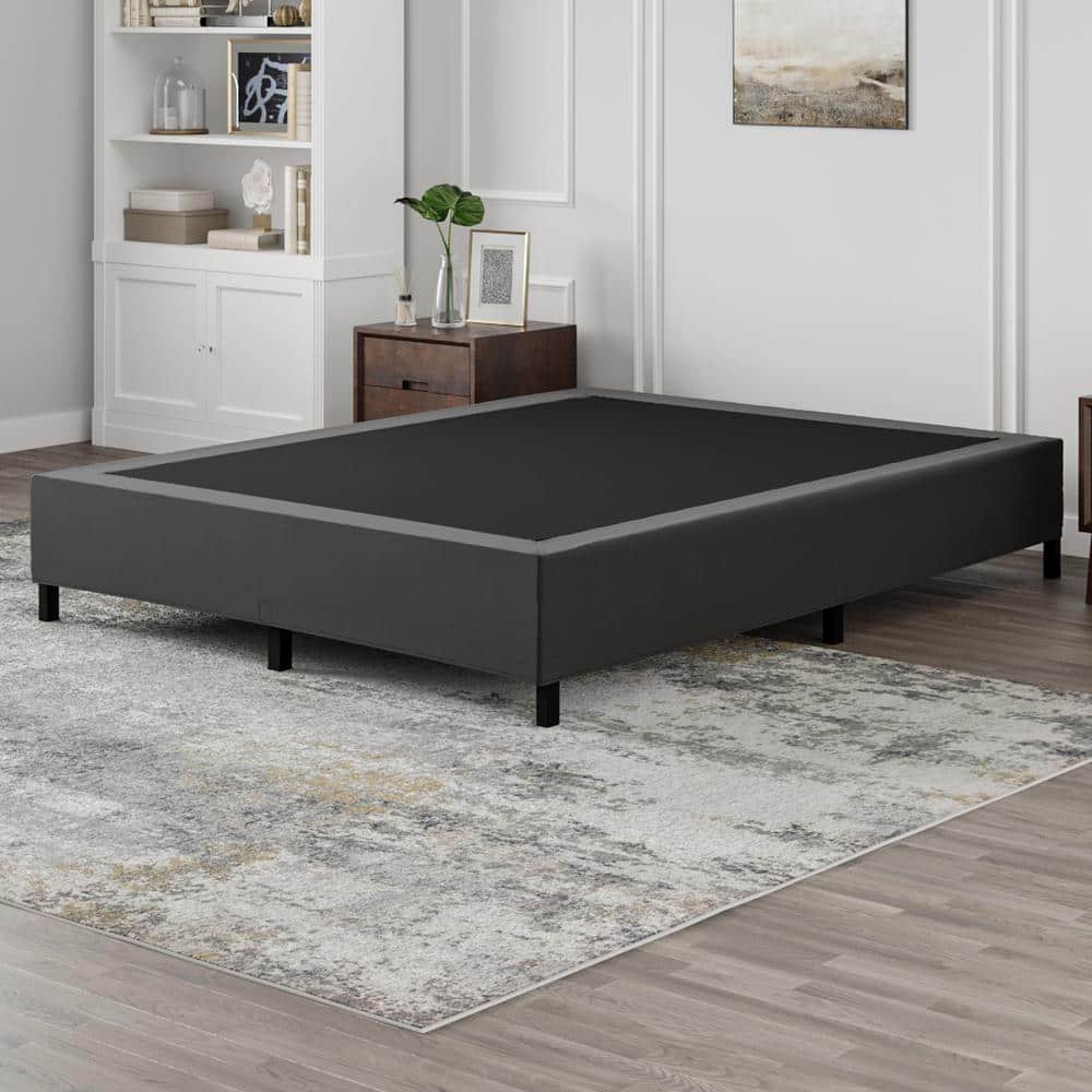 King Size Black Metal Mattress Foundation with Quick Snap Assembly