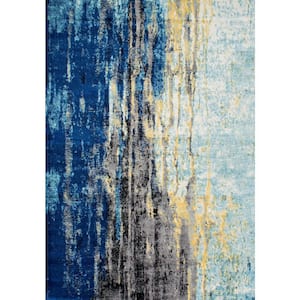 Katharina Modern Abstract Blue Doormat 2 ft. x 3 ft.  Area Rug