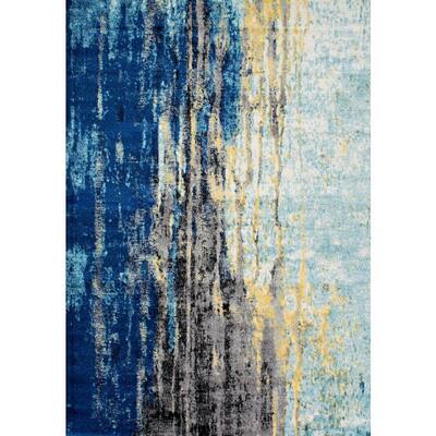 Katharina Modern Abstract Blue 8 ft. x 10 ft. Area Rug