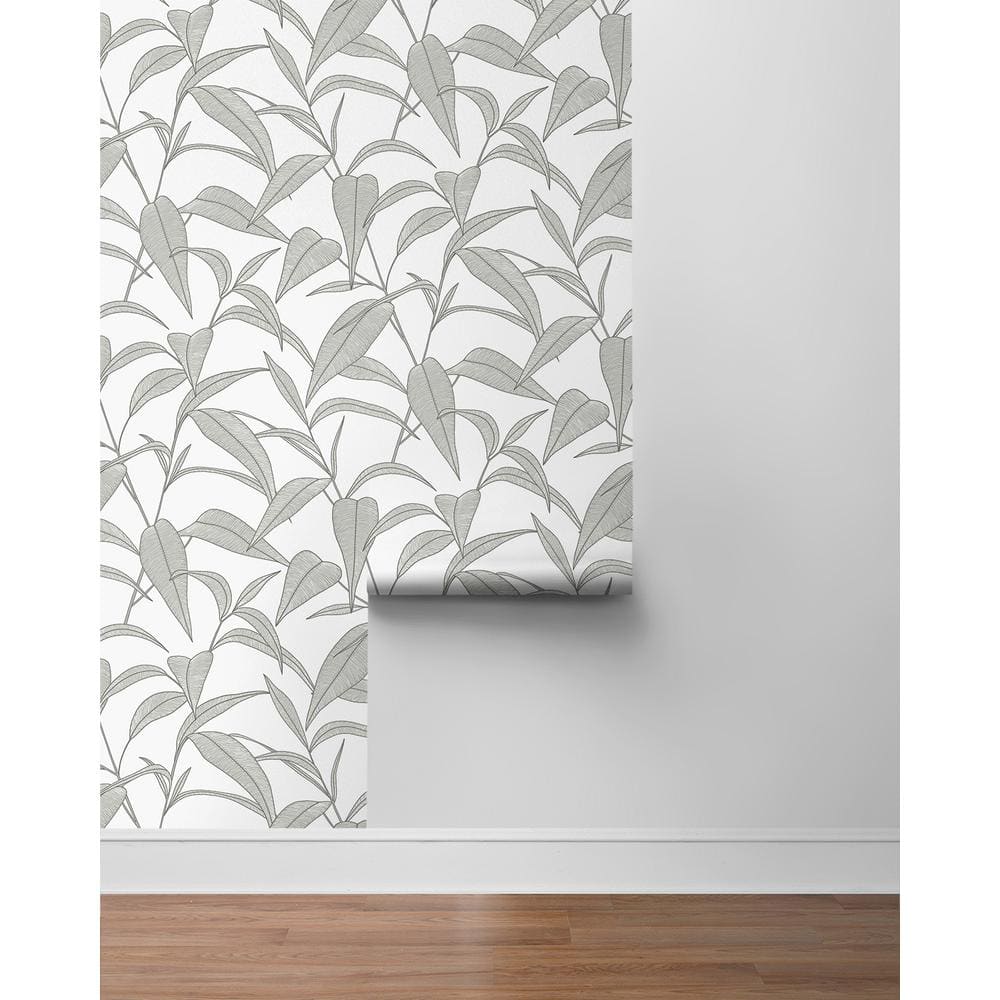 Greystone Pinstripe Leaf Trail Self-Adhesive Vinyl Wallpaper Roll