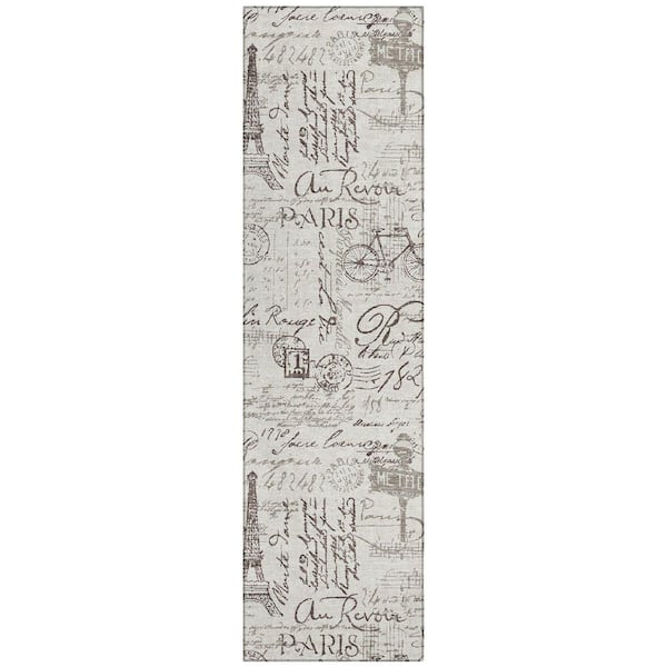 Chantille Machine Washable Indoor/Outdoor Abstract ACN2209 Linen 2 ft. 3 in. x 7 ft. 6 in. Runner Rug