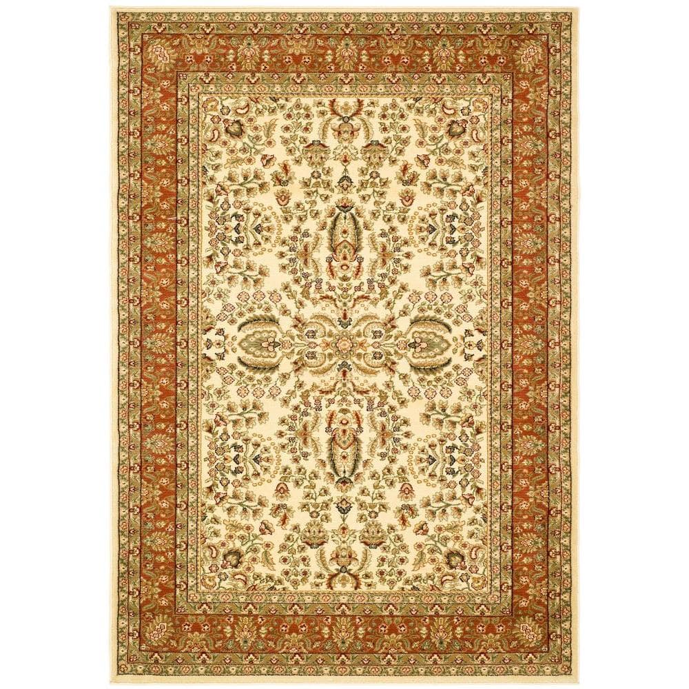 SAFAVIEH Lyndhurst Ivory/Rust 6 ft. x 9 ft. Border Area Rug Safavieh's Lyndhurst collection offers the beauty and painstaking detail of traditional Persian and European styles with the ease of polypropylene. With a symphony of floral, vines and latticework detailing, these beautiful rugs bring warmth and life to the room of your choice. This is a great addition to your home whether in the country side or busy city. Color: Ivory/Rust.