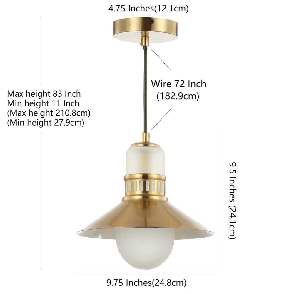 Colin 9.75" Brass Gold Adjustable LED Glass Globe Pendant