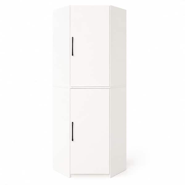 24 in. W x 24 in. D x 71 in. H Linen Cabinet, Tall Bathroom Storage Cabinet, Corner Kitchen Pantry Cabinet, White