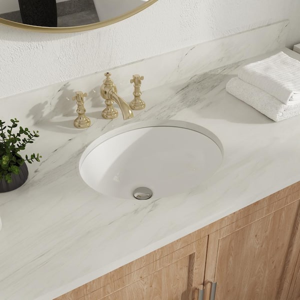 DEERVALLEY Liberty 17.32 in. Oval Undermount Vitreous China Bathroom Sink in White with Overflow Drain
