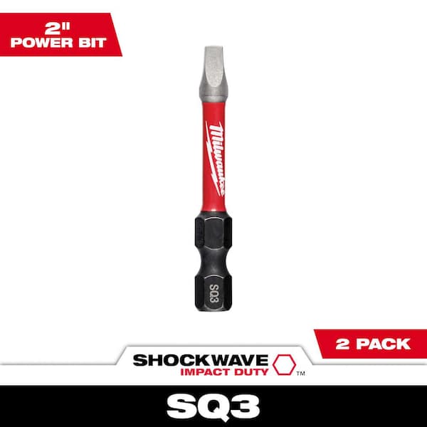 Milwaukee SHOCKWAVE Impact Duty 2 in. Square #3 Alloy Steel Screw Driver Bit (2-Pack)