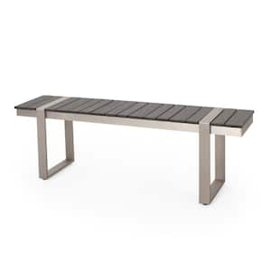 Cibola 58.25 in. 2-Person Silver Metal Outdoor Patio Bench