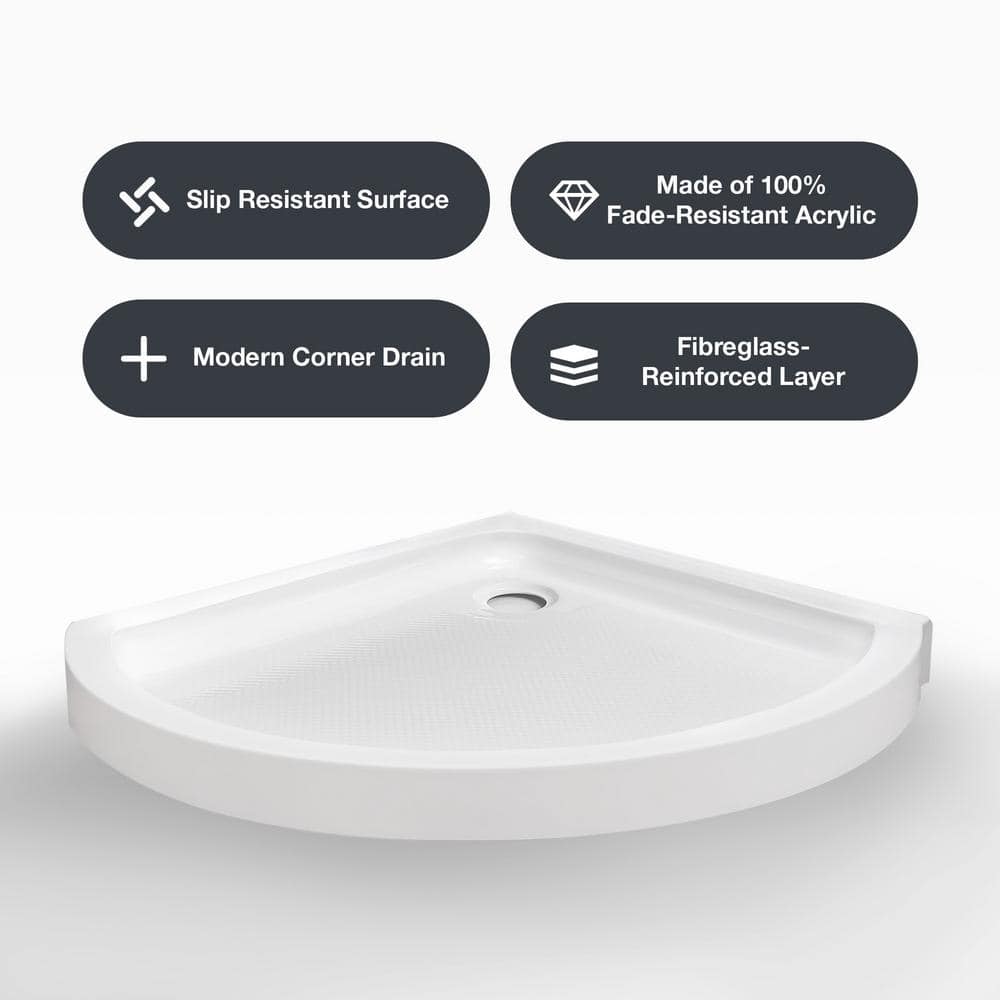 Breeze 38'' Frameless Round Shower Kit with Clear Glass and Chrome Finish
