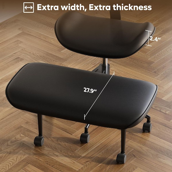 Faux Leather Ergonomic Cross-Legged Office Chair ADHD Meditation Chair with Wheels and Height Adjustable, Black
