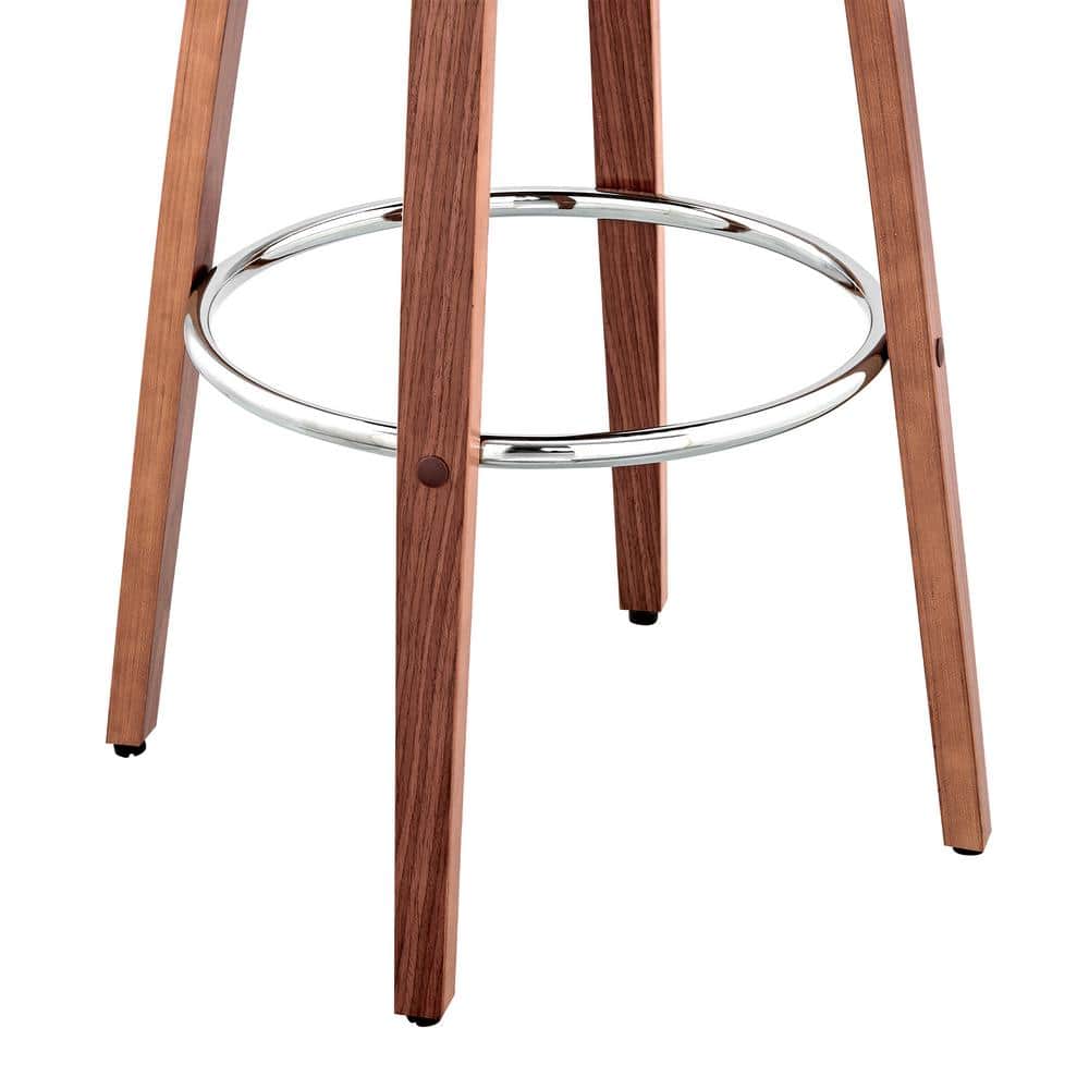 Julius 30" Gray Faux Leather & Walnut Swivel Bar Stool