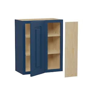 Grayson Mythic Blue Painted Plywood Shaker Assembled Corner Kitchen Cabinet Soft Close 24 in W x 12 in D x 30 in H