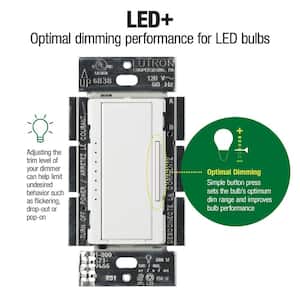 Maestro LED+ Dimmer Switch for Dimmable LED Bulbs, 150W/Single-Pole or Multi-Location, White (MACL-153MR-WH-2) (2-Pack)