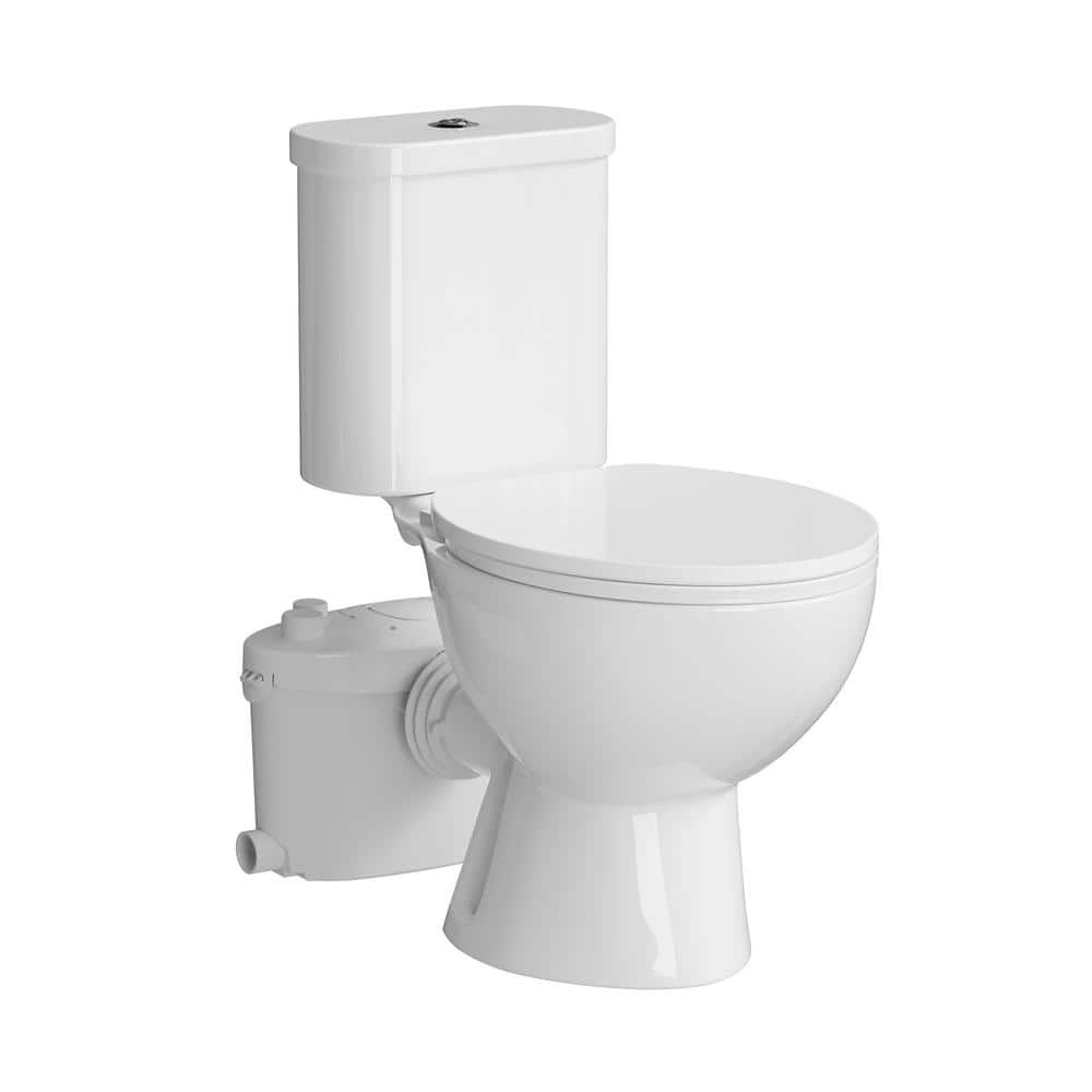 2-Piece 600W Macerating Toilet 0.8/1.28GPF Dual Flush System with 4-Inlet, 