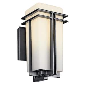 Tremillo 11.75 in. 1-Light Black Outdoor Hardwired Wall Lantern Sconce with No Bulbs Included (1-Pack)