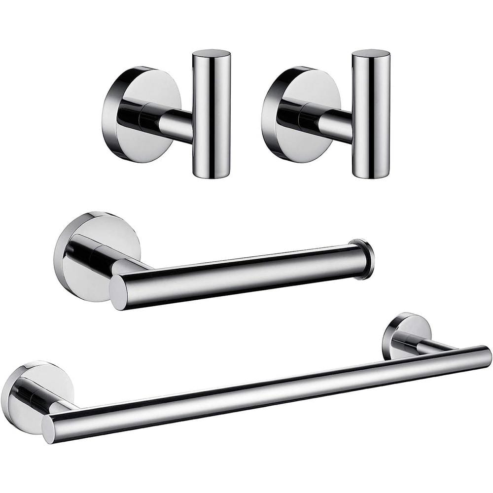 16 in. Wall Mounted, Towel Bar in Polished Chrome, 4-Piece