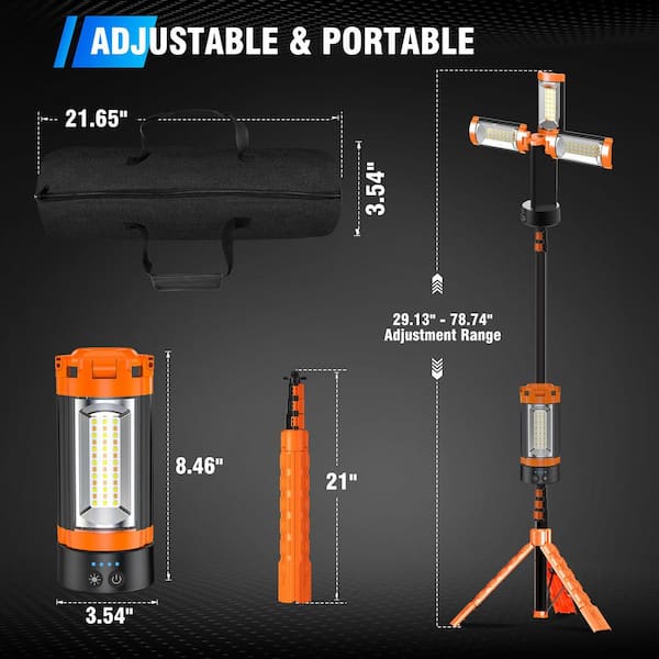 Dimgogo 18V Cordless 10000 Lumens LED Stand Work Light ZD003 - The