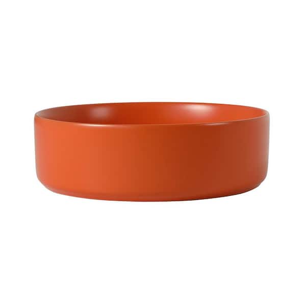 Single 15.7 in. Corner Round Bathroom Sink in Orange Ceramic