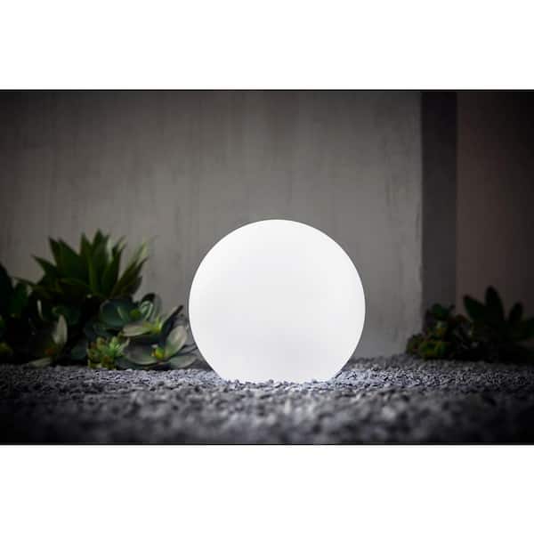 10 in. Battery Operated White LED RGB Color Changing Globe Ball Outdoor Path Light (1-Pack)