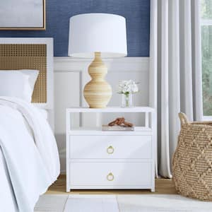 Lark White 28 in. W Nightstand with 2-Drawers