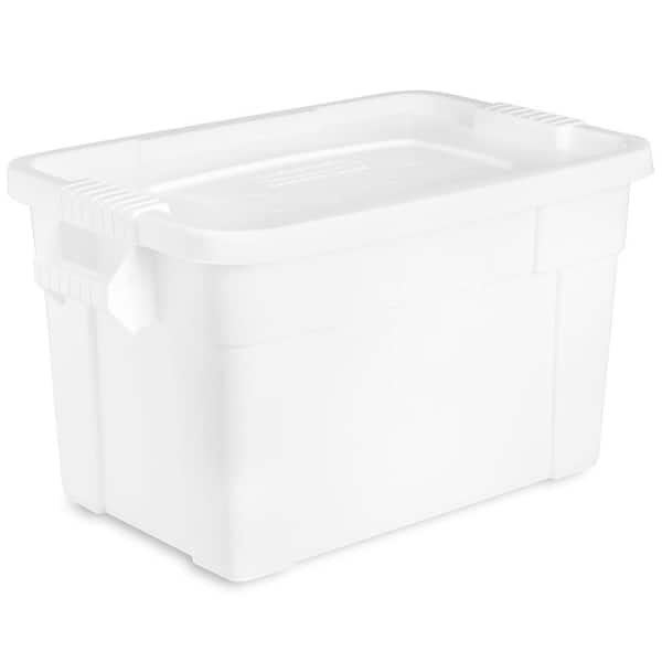 20 Gal. Plastic Durable Storage Bin with Lid in White (1-Pack)