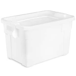 20 Gal. Plastic Durable Storage Bin with Lid in White (1-Pack)