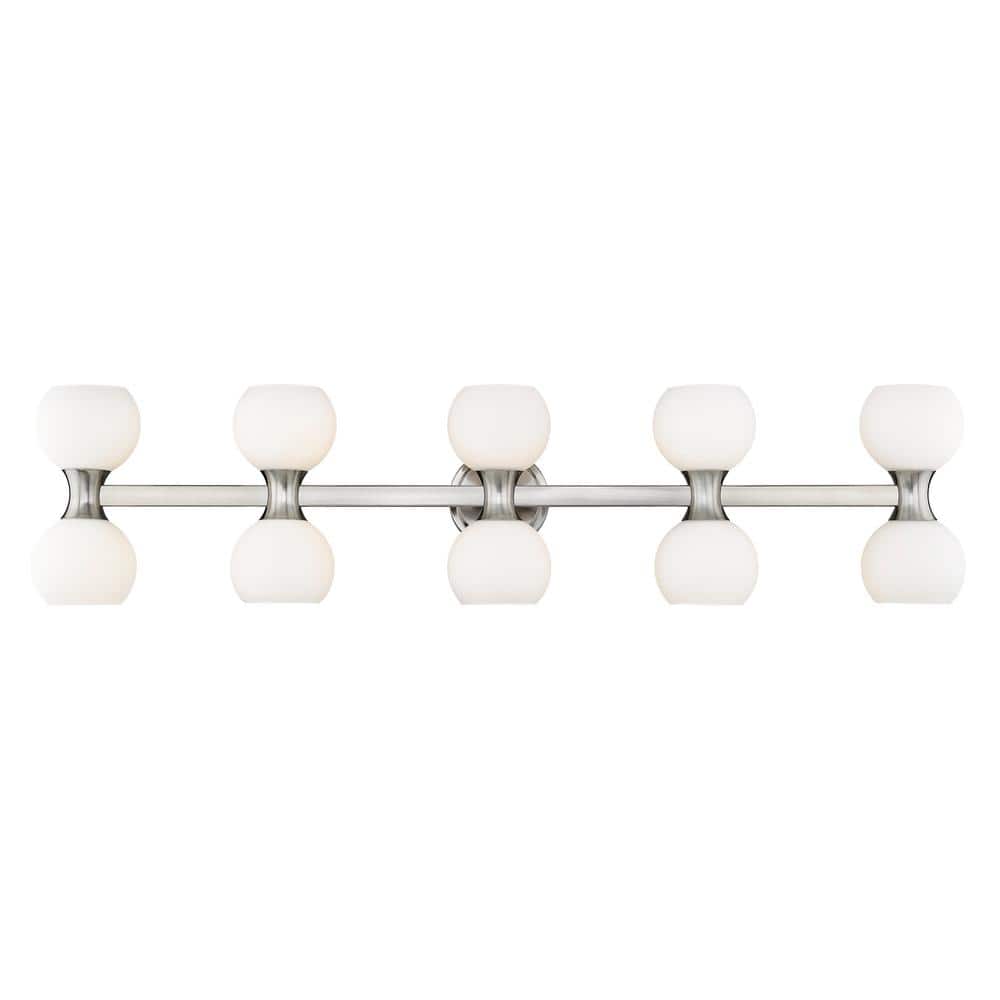 Artemis 6.5 in. 10 Light Brushed Nickel Vanity Light with Matte Opal Glass 
