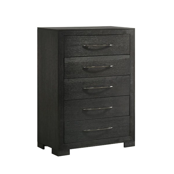 Kenn Black 5-Drawer 36 in. Chest of Drawers
