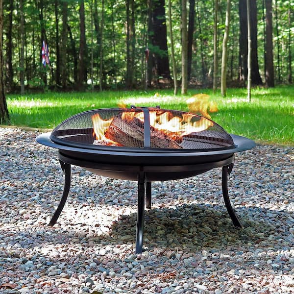 Sunnydaze Decor 29 In X 24 Steel, Backyard Creations 29.5 Bronze Diamante Fire Pit