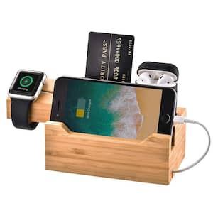 3 in 1 Bamboo Charging Station with Card Holder