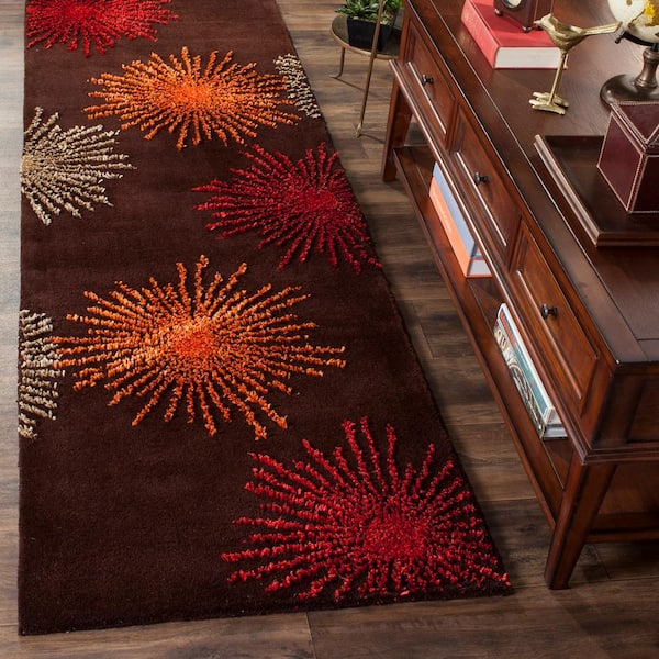 Soho Brown/Multi Wool 3 ft. x 14 ft. Floral Runner Rug