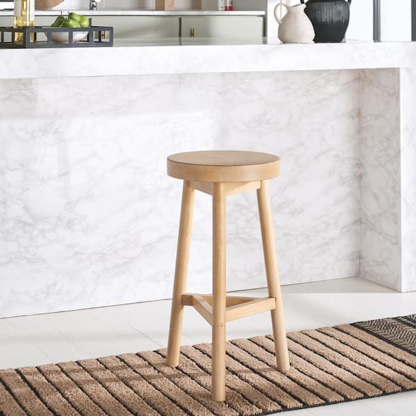 Andrius 26.8 in. H Natural Wood Bar Stool