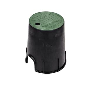 6 in. Round Valve Box and Cover, Black Box, Green ICV Cover