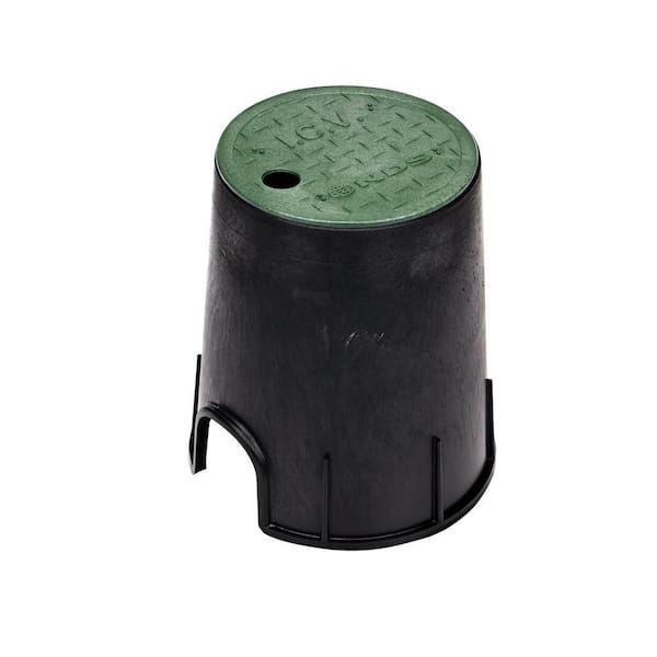 NDS 6 in. Round Valve Box and Cover, Black Box, Green ICV Cover
