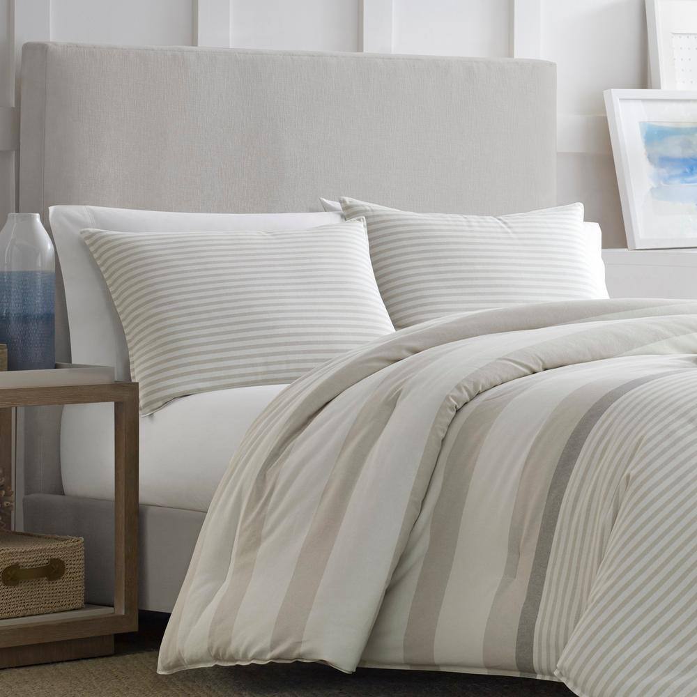 Full Tan Cotton Reversible Comforter Set with Shams