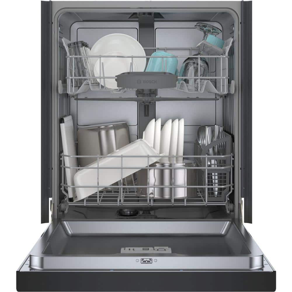 24" Black Built-In Dishwasher with Hybrid Tub
