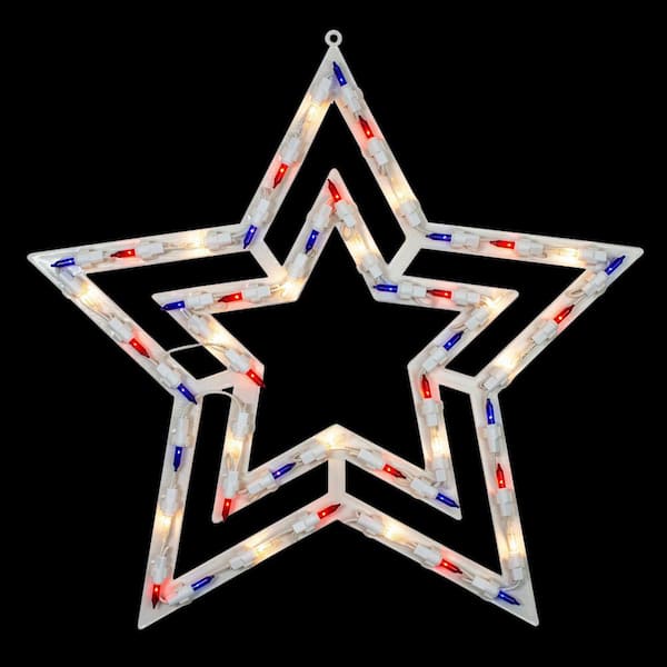 Northlight 17 in. Lighted Red White and Blue Patriotic Star Window Silhouette Decoration