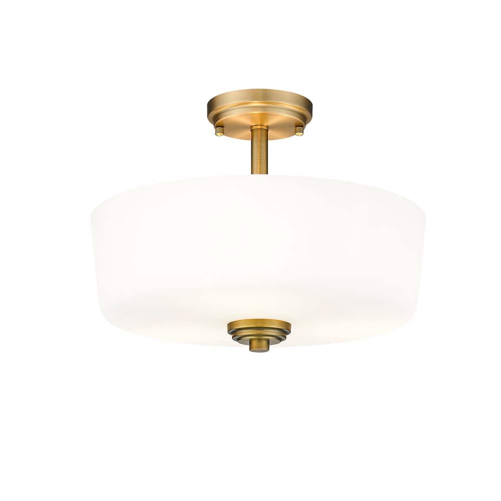 Heritage Brass and Glass 15" Flush Mount Ceiling Light